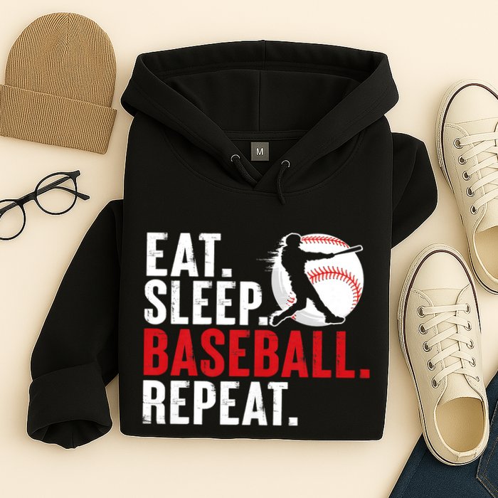 Eat Sleep Baseball Repeat Vintage Funny Baseball Player Hoodie