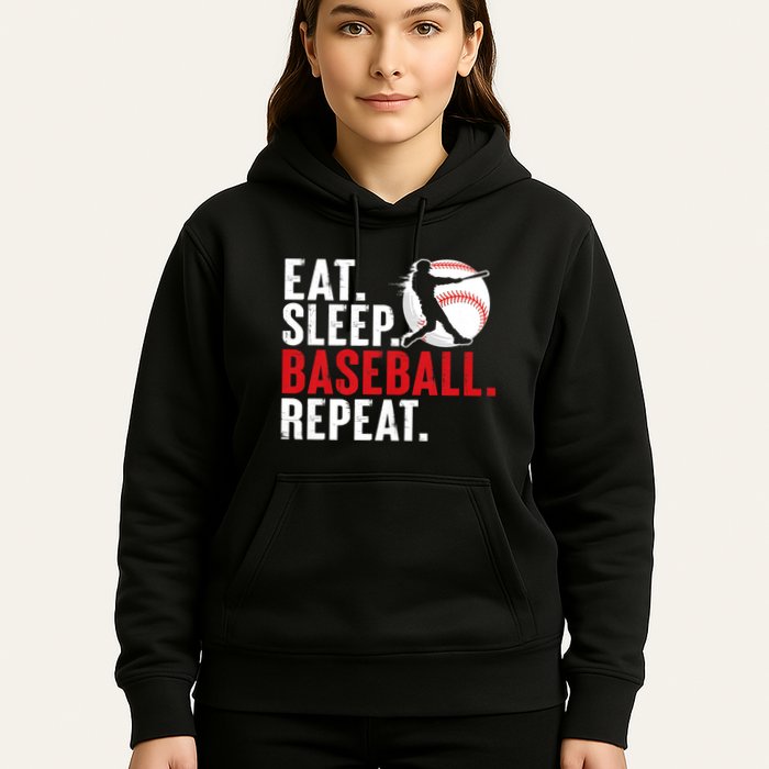 Eat Sleep Baseball Repeat Vintage Funny Baseball Player Hoodie
