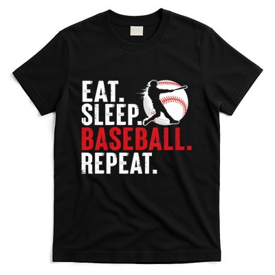 Eat Sleep Baseball Repeat Vintage Funny Baseball Player T-Shirt