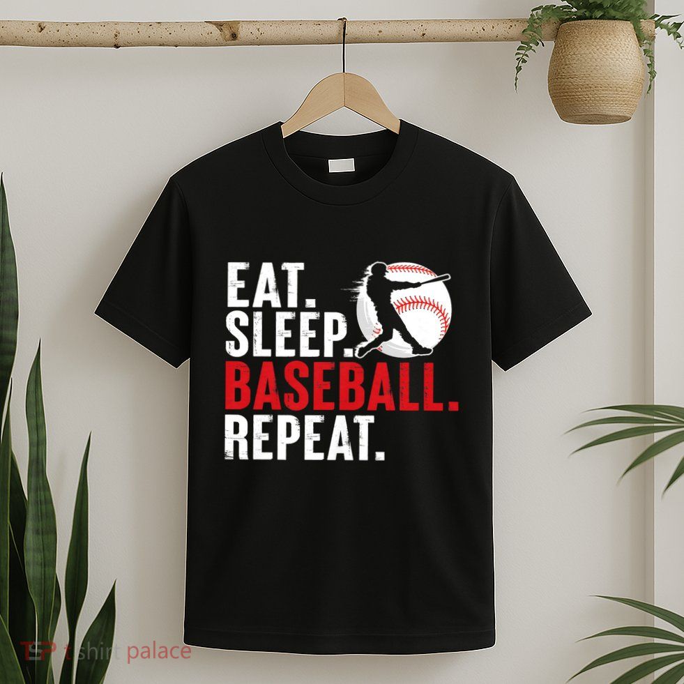 Eat Sleep Baseball Repeat Vintage Funny Baseball Player T-Shirt