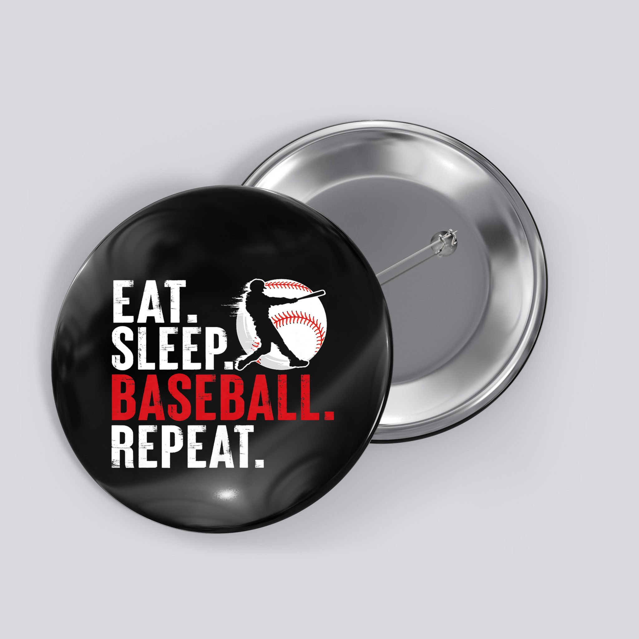 Eat Sleep Baseball Repeat Vintage Funny Baseball Player Button
