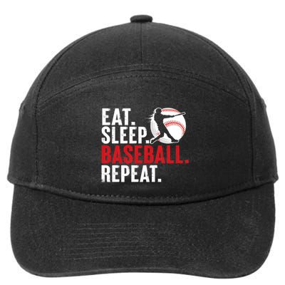 Eat Sleep Baseball Repeat Vintage Funny Baseball Player 7-Panel Snapback Hat
