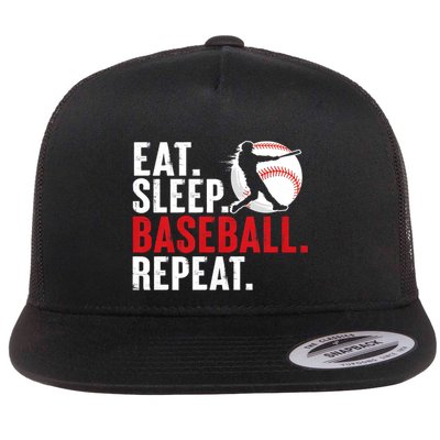 Eat Sleep Baseball Repeat Vintage Funny Baseball Player Flatbill Hat