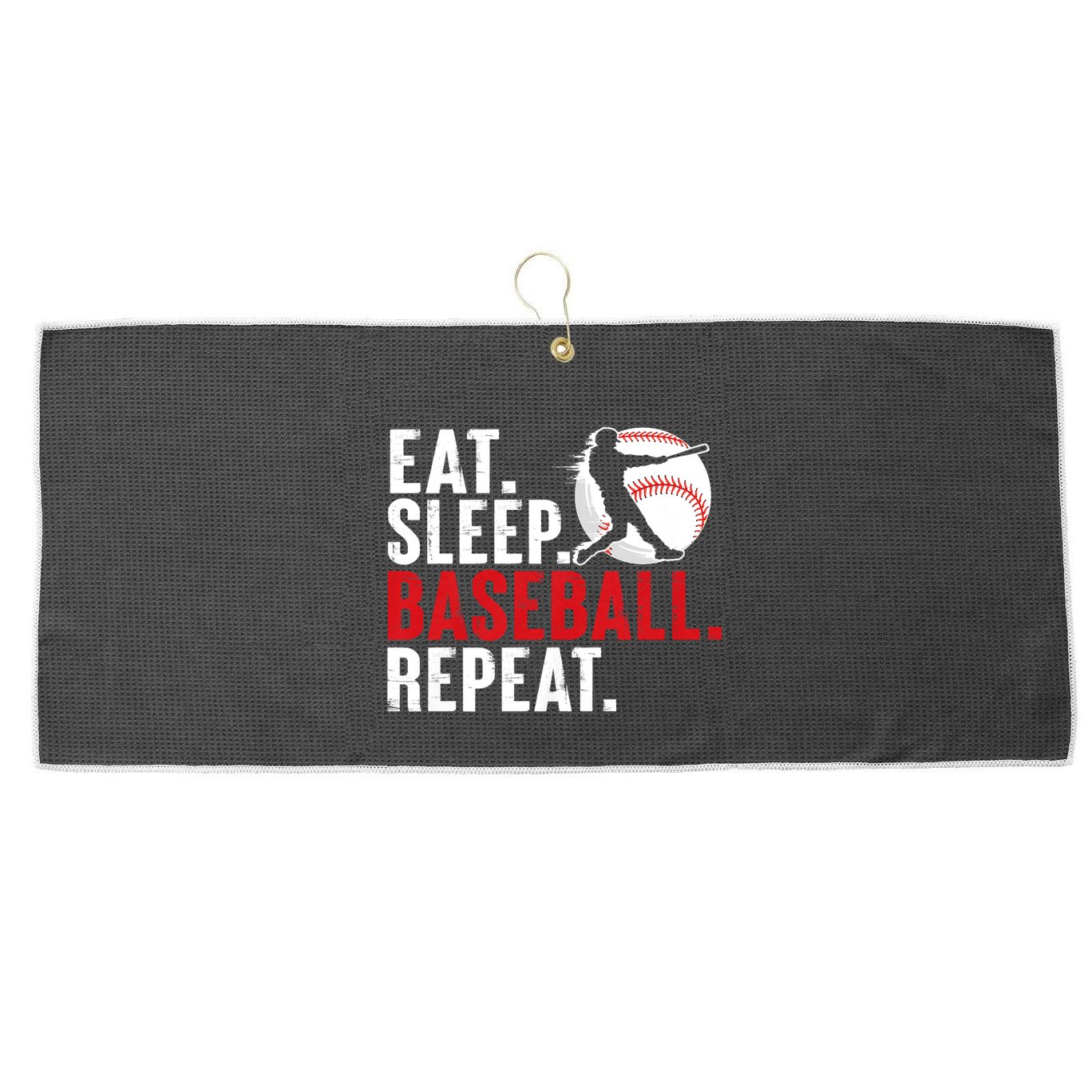Eat Sleep Baseball Repeat Vintage Funny Baseball Player Large Microfiber Waffle Golf Towel