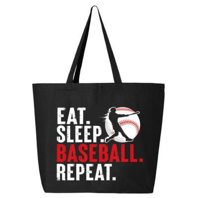 Eat Sleep Baseball Repeat Vintage Funny Baseball Player 25L Jumbo Tote