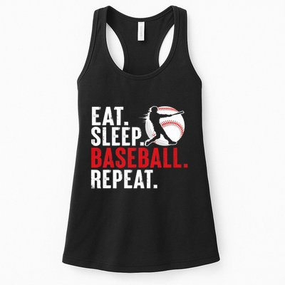 Eat Sleep Baseball Repeat Vintage Funny Baseball Player Womens Tank Top