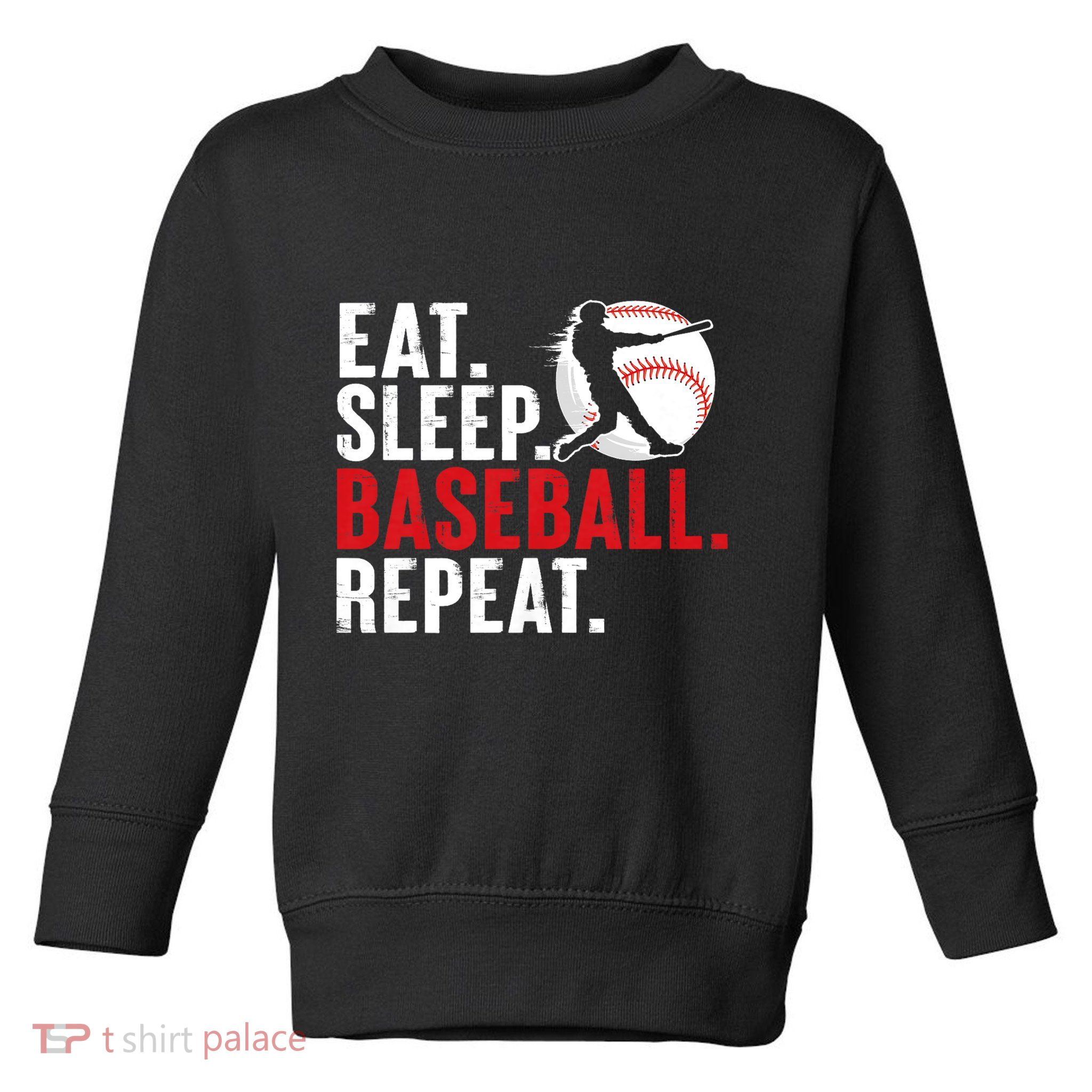 Eat Sleep Baseball Repeat Vintage Funny Baseball Player Toddler Sweatshirt