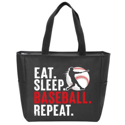 Eat Sleep Baseball Repeat Vintage Funny Baseball Player Zip Tote Bag