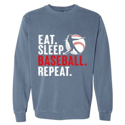 Eat Sleep Baseball Repeat Vintage Funny Baseball Player Garment-Dyed Sweatshirt