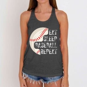 EAT SLEEP BASEBALL REPEAT Baseball Player Baseball Women's Knotted Racerback Tank