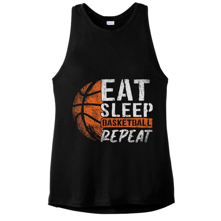 Eat Sleep Basketball Repeat Girls Basketball Player Ladies PosiCharge Tri-Blend Wicking Tank