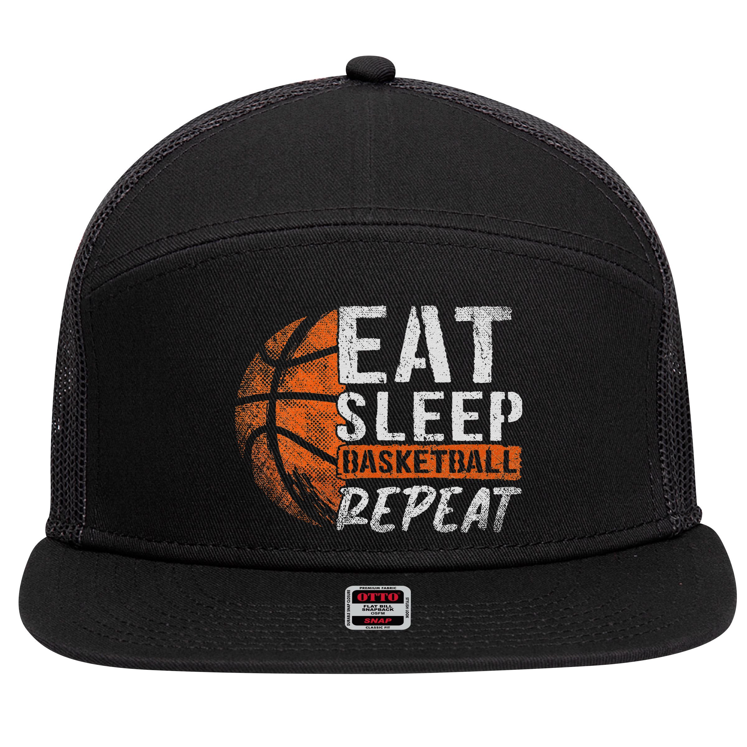 Eat Sleep Basketball Repeat Girls Basketball Player 7 Panel Mesh Trucker Snapback Hat