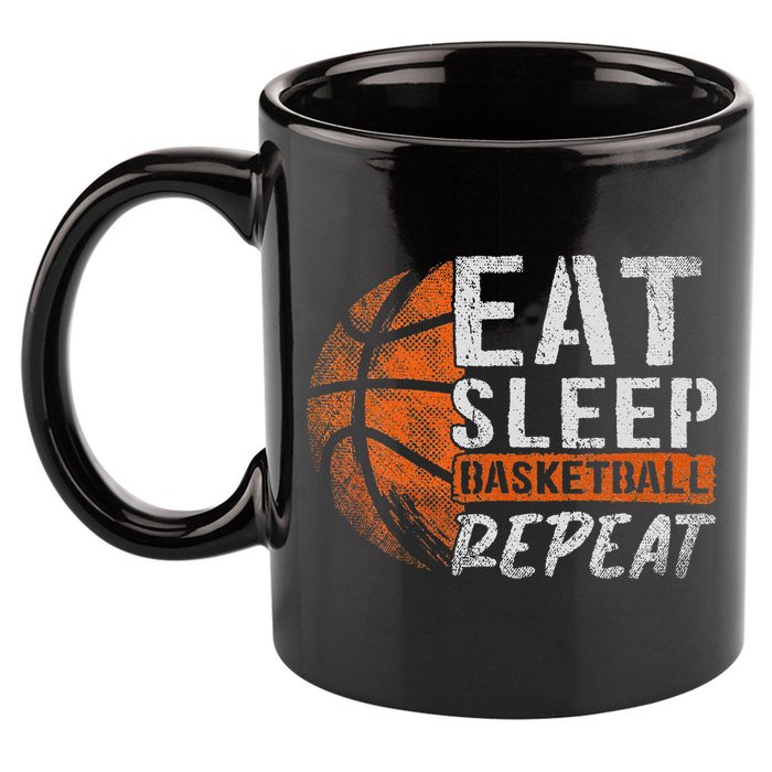 Eat Sleep Basketball Repeat Girls Basketball Player 11oz C Handle Ceramic Mug