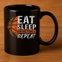 Eat Sleep Basketball Repeat Girls Basketball Player 11oz C Handle Ceramic Mug