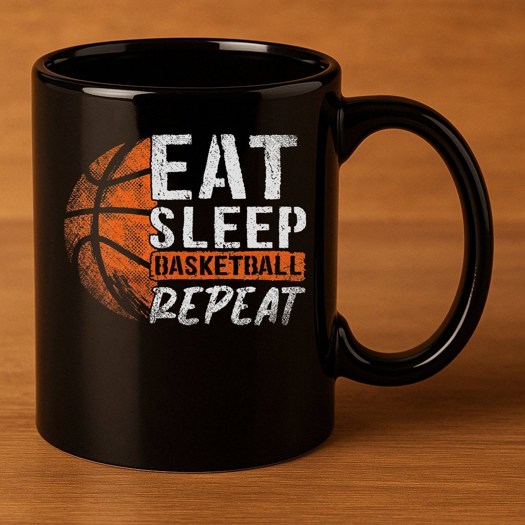 Eat Sleep Basketball Repeat Girls Basketball Player 11oz C Handle Ceramic Mug
