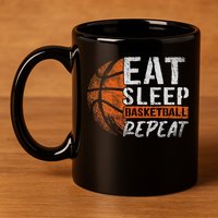 Eat Sleep Basketball Repeat Girls Basketball Player 11oz C Handle Ceramic Mug