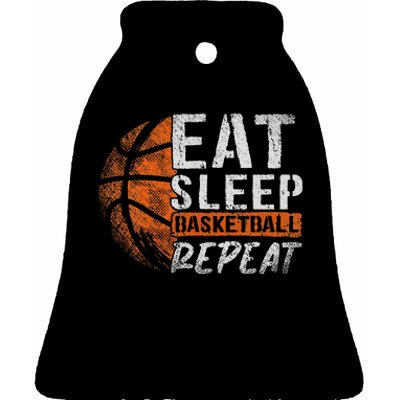 Eat Sleep Basketball Repeat Girls Basketball Player Ceramic Bell Ornament