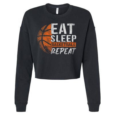 Eat Sleep Basketball Repeat Girls Basketball Player Cropped Pullover Crew