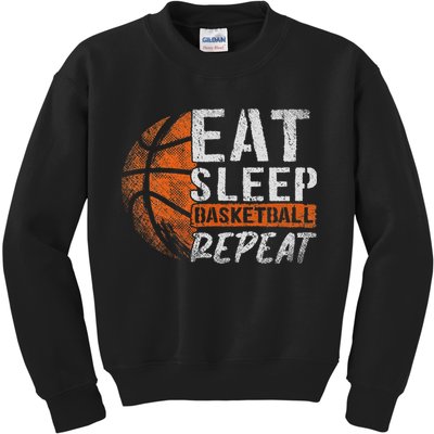 Eat Sleep Basketball Repeat Girls Basketball Player Kids Sweatshirt