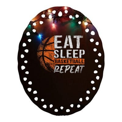 Eat Sleep Basketball Repeat Girls Basketball Player Ceramic Oval Ornament