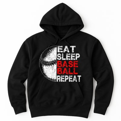 Eat Sleep Baseball Repeat Vintage Funny Baseball Player Hoodie