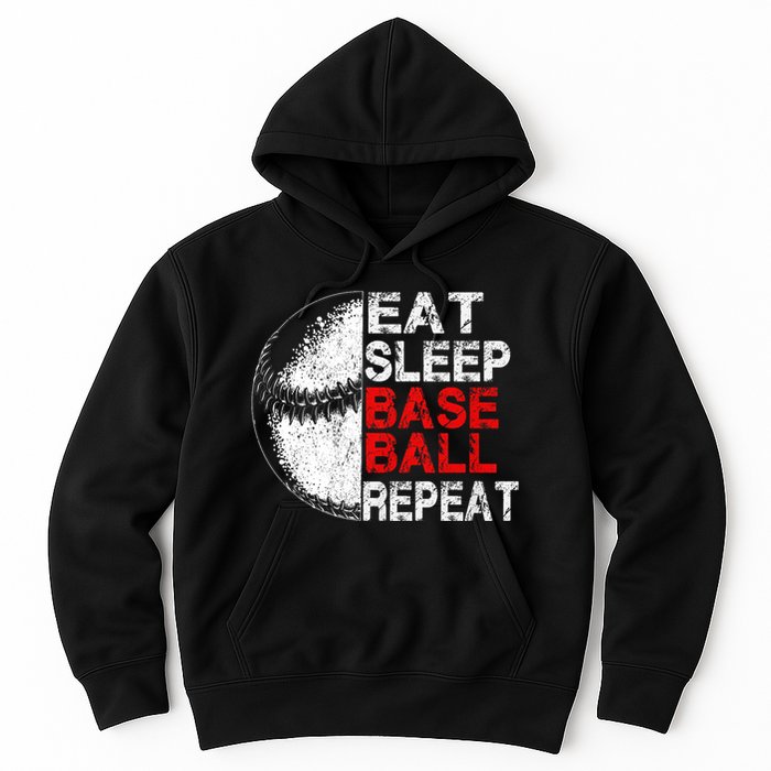 Eat Sleep Baseball Repeat Vintage Funny Baseball Player Hoodie