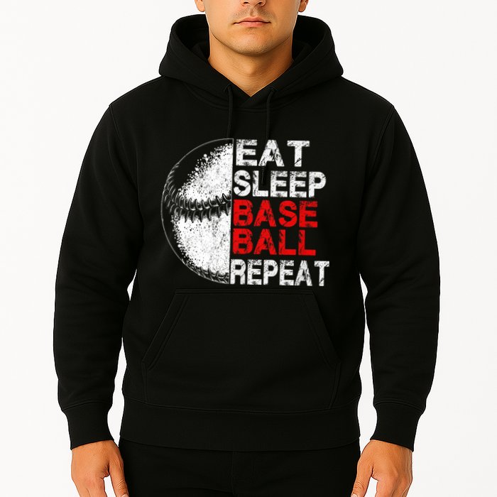 Eat Sleep Baseball Repeat Vintage Funny Baseball Player Hoodie