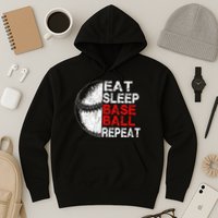 Eat Sleep Baseball Repeat Vintage Funny Baseball Player Hoodie