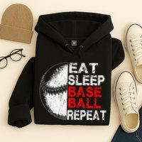 Eat Sleep Baseball Repeat Vintage Funny Baseball Player Hoodie