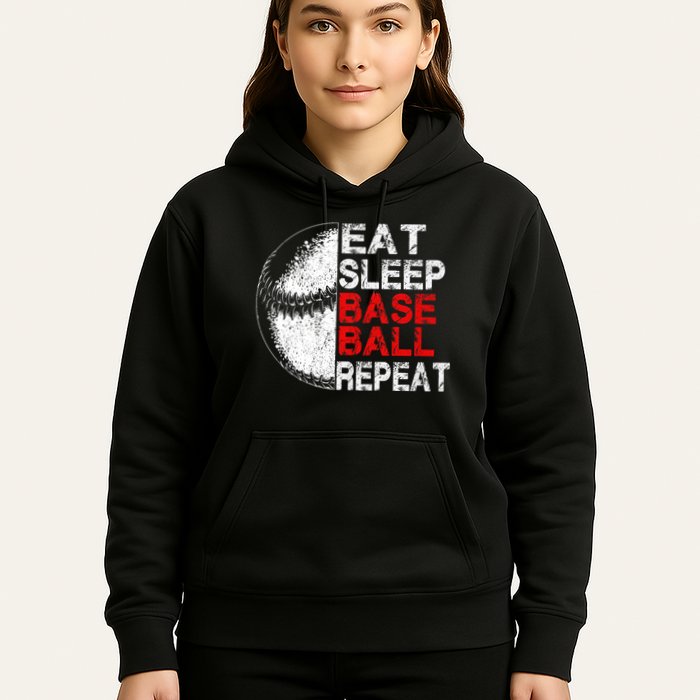 Eat Sleep Baseball Repeat Vintage Funny Baseball Player Hoodie