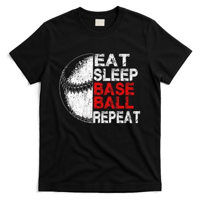 Eat Sleep Baseball Repeat Vintage Funny Baseball Player T-Shirt