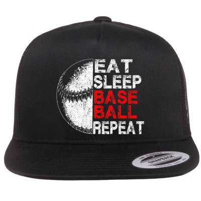 Eat Sleep Baseball Repeat Vintage Funny Baseball Player Flatbill Hat