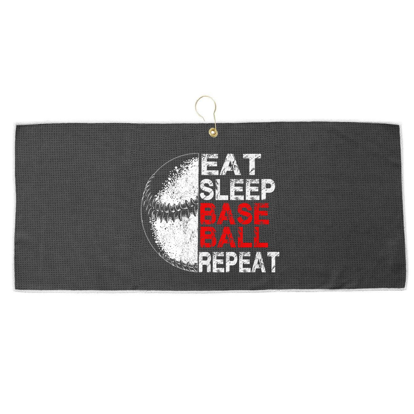 Eat Sleep Baseball Repeat Vintage Funny Baseball Player Large Microfiber Waffle Golf Towel