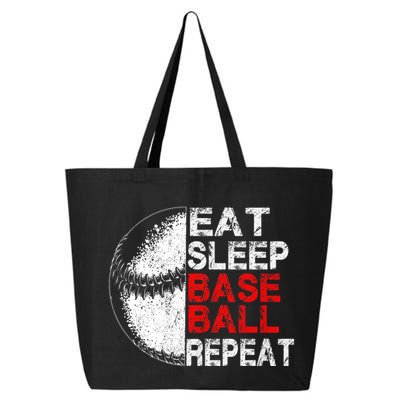 Eat Sleep Baseball Repeat Vintage Funny Baseball Player 25L Jumbo Tote