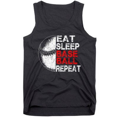 Eat Sleep Baseball Repeat Vintage Funny Baseball Player Tank Top