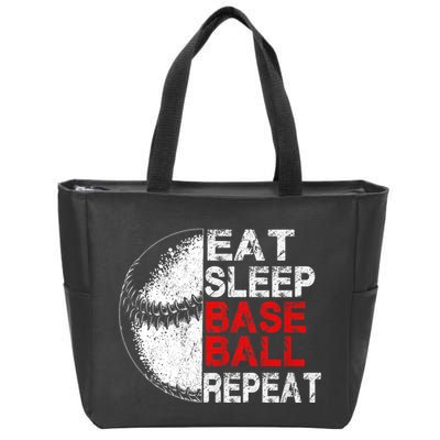 Eat Sleep Baseball Repeat Vintage Funny Baseball Player Zip Tote Bag
