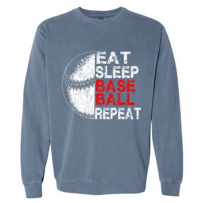 Eat Sleep Baseball Repeat Vintage Funny Baseball Player Garment-Dyed Sweatshirt