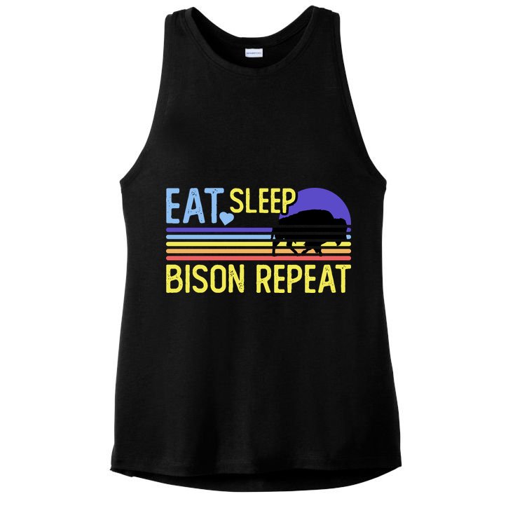 Eat Sleep Bison Repeat Ladies PosiCharge Tri-Blend Wicking Tank