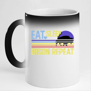 Eat Sleep Bison Repeat 11oz Black Color Changing Mug