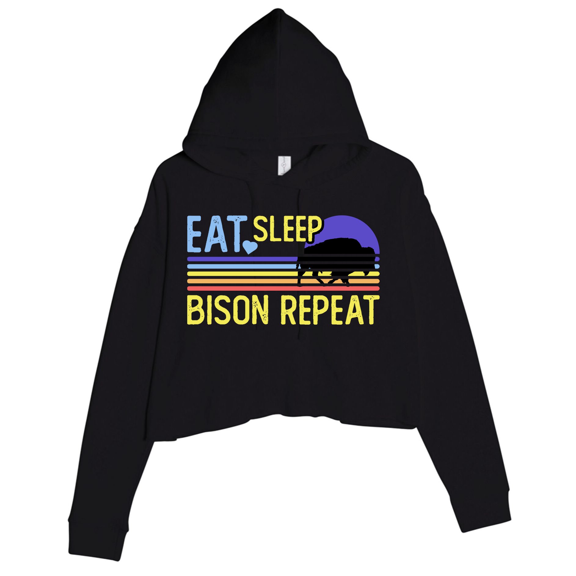 Eat Sleep Bison Repeat Crop Fleece Hoodie