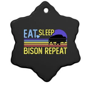 Eat Sleep Bison Repeat Ceramic Star Ornament