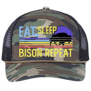 Eat Sleep Bison Repeat Retro Rope Trucker Hat Cap