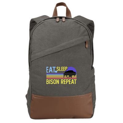 Eat Sleep Bison Repeat Cotton Canvas Backpack