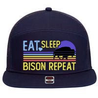 Eat Sleep Bison Repeat 7 Panel Mesh Trucker Snapback Hat