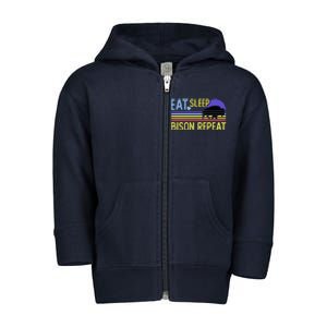 Eat Sleep Bison Repeat Toddler Zip Fleece Hoodie