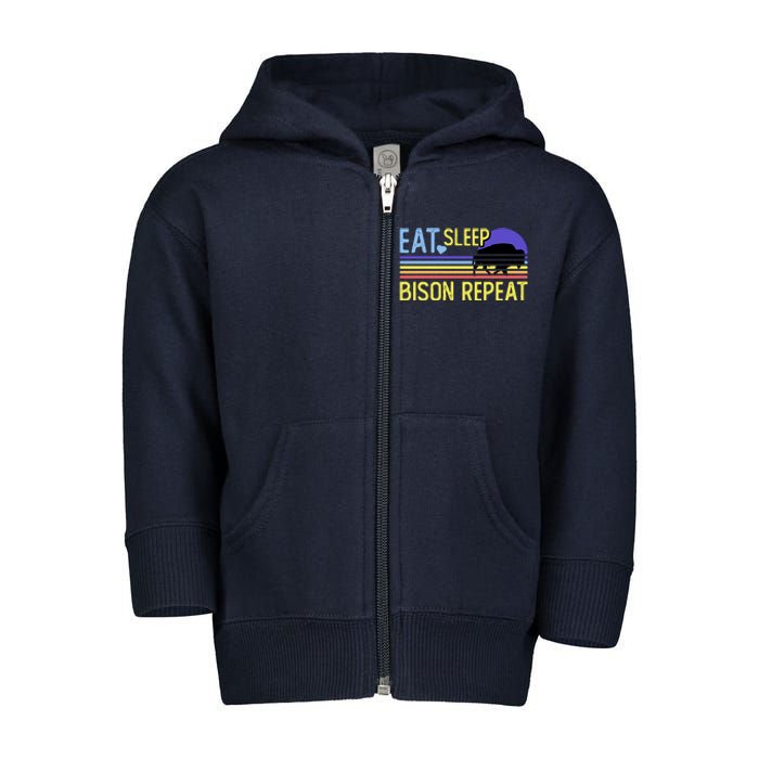 Eat Sleep Bison Repeat Toddler Zip Fleece Hoodie