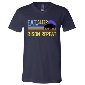 Eat Sleep Bison Repeat V-Neck T-Shirt