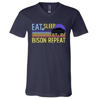 Eat Sleep Bison Repeat V-Neck T-Shirt