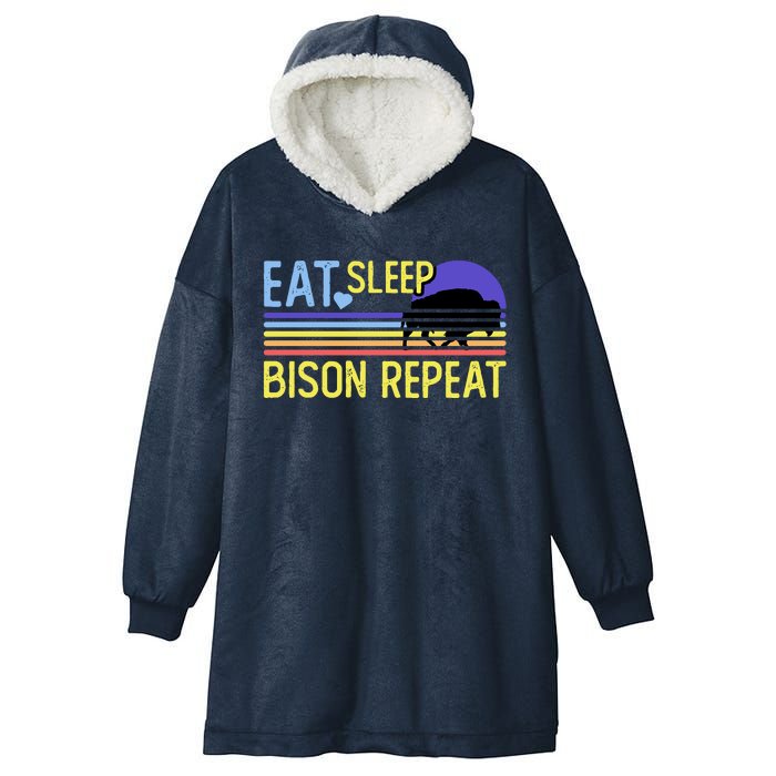 Eat Sleep Bison Repeat Hooded Wearable Blanket