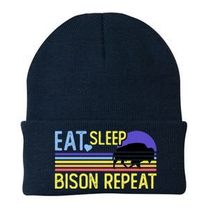 Eat Sleep Bison Repeat Knit Cap Winter Beanie